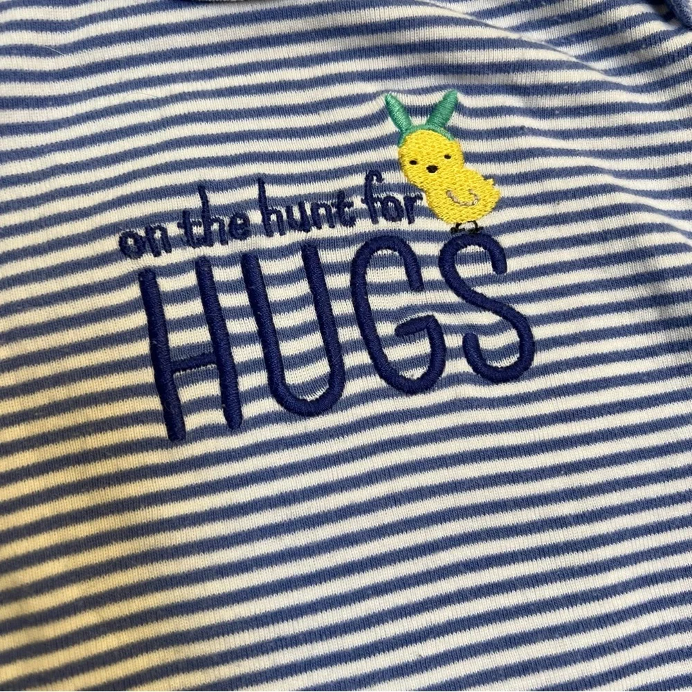 CARTERS SHORT SLEEVE EASTER BODYSUIT BLUE WHITE STRIPE 6MO